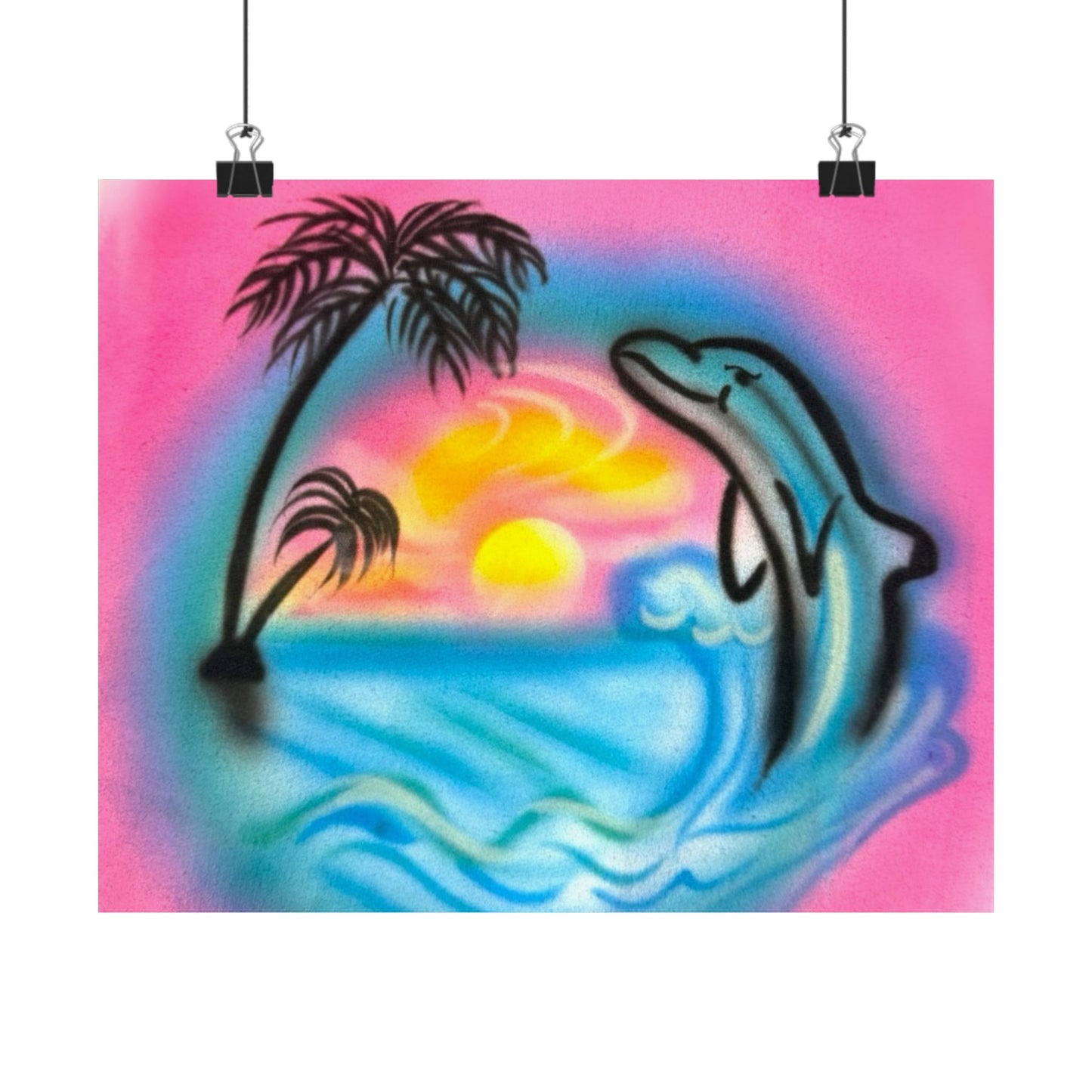 "dolphin love" airbrush horizontal print