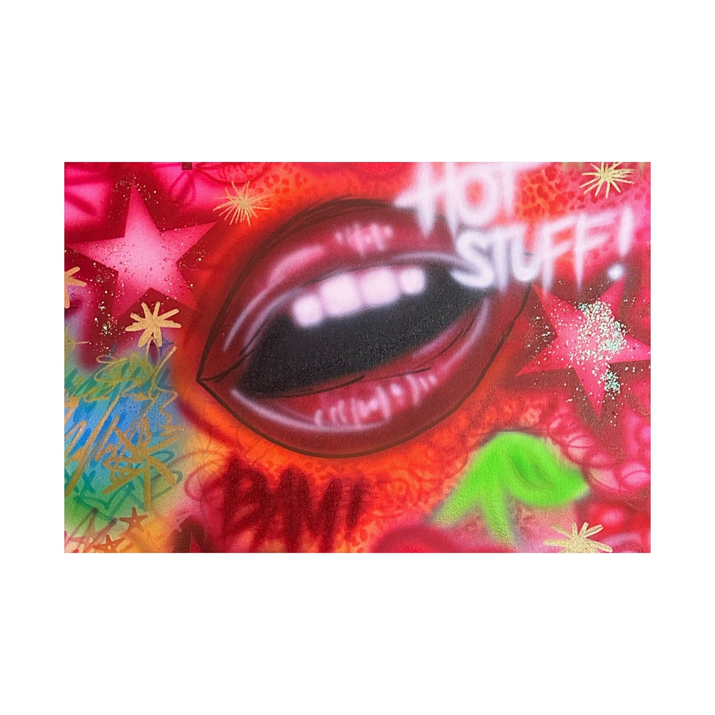 "hot stuff" airbrush horizontal print