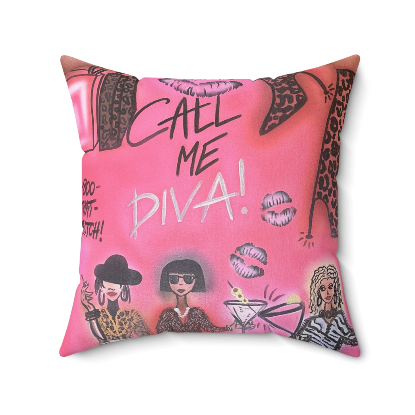 "party diva" airbrush pillow