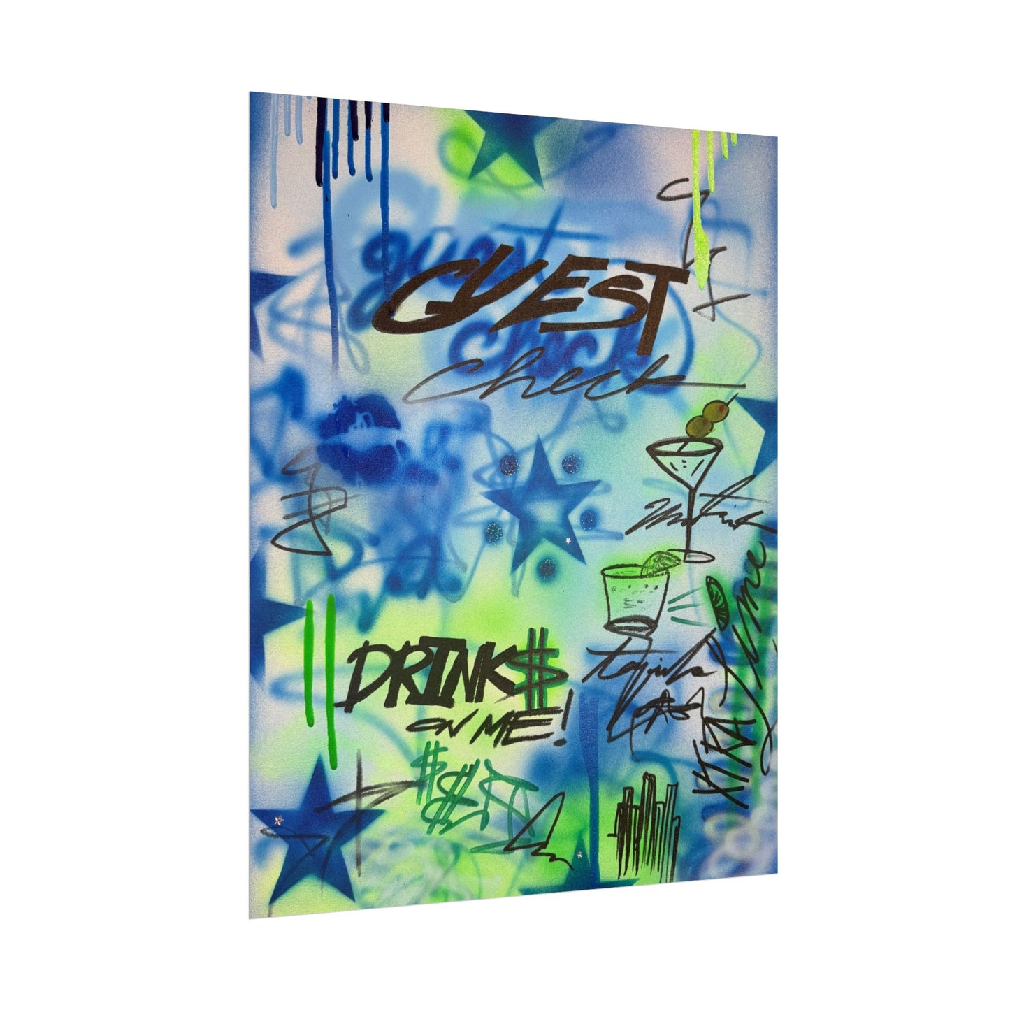 "guest check" airbrush rolled print