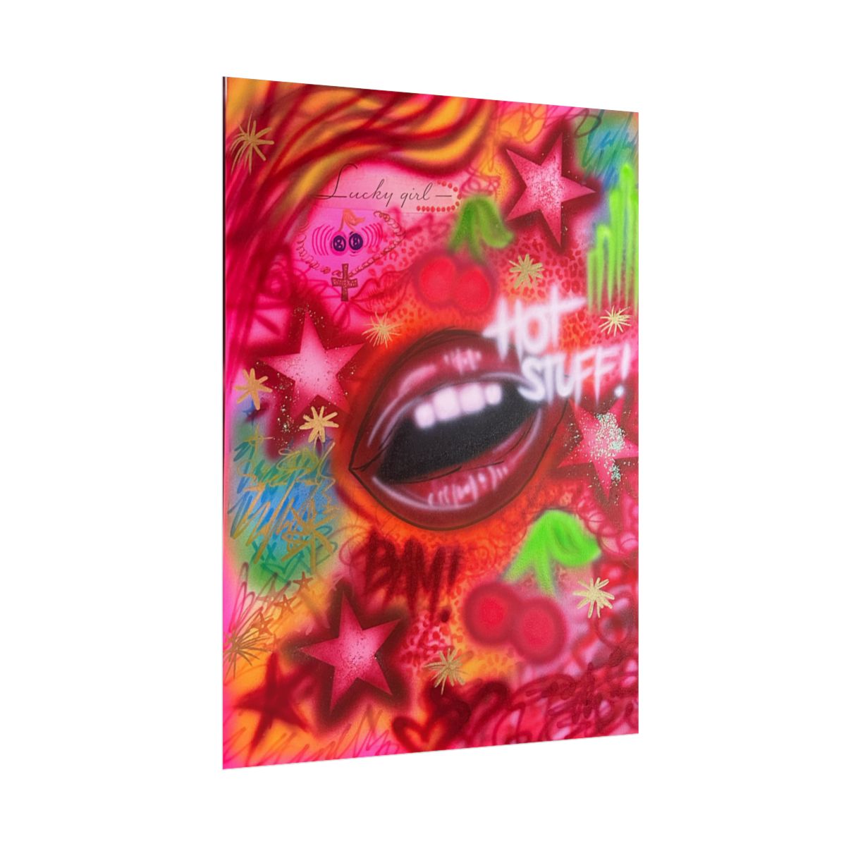 "hot stuff" airbrush rolled print