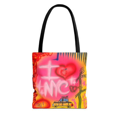 "in the city" airbrush tote bag