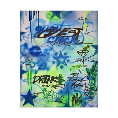 "guest check" airbrush rolled print