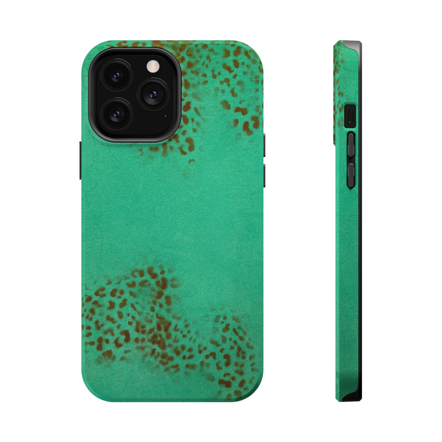 MagSafe "teal cheetah" airbrush iPhone case