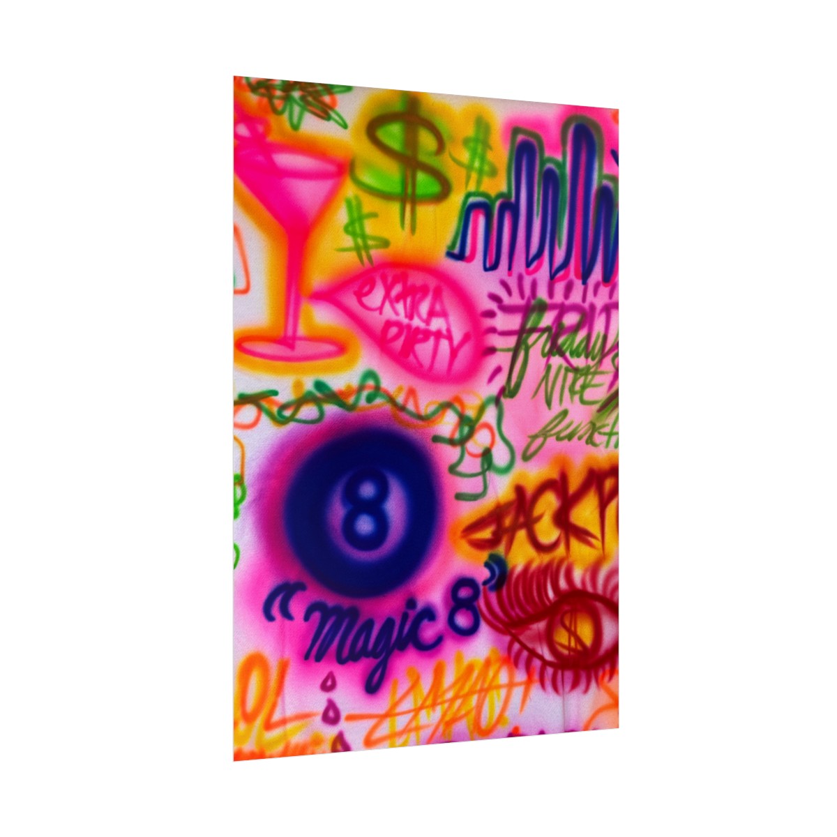 "colorful chaos" airbrush rolled print