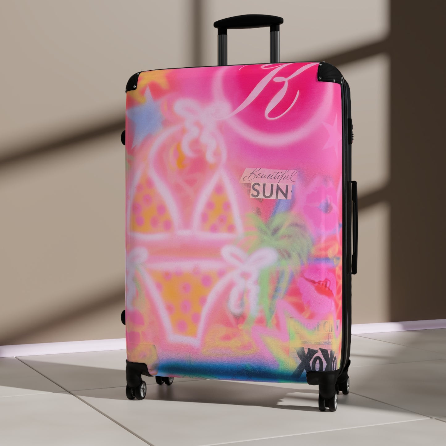 "santa monica strawberry" airbrush suitcase