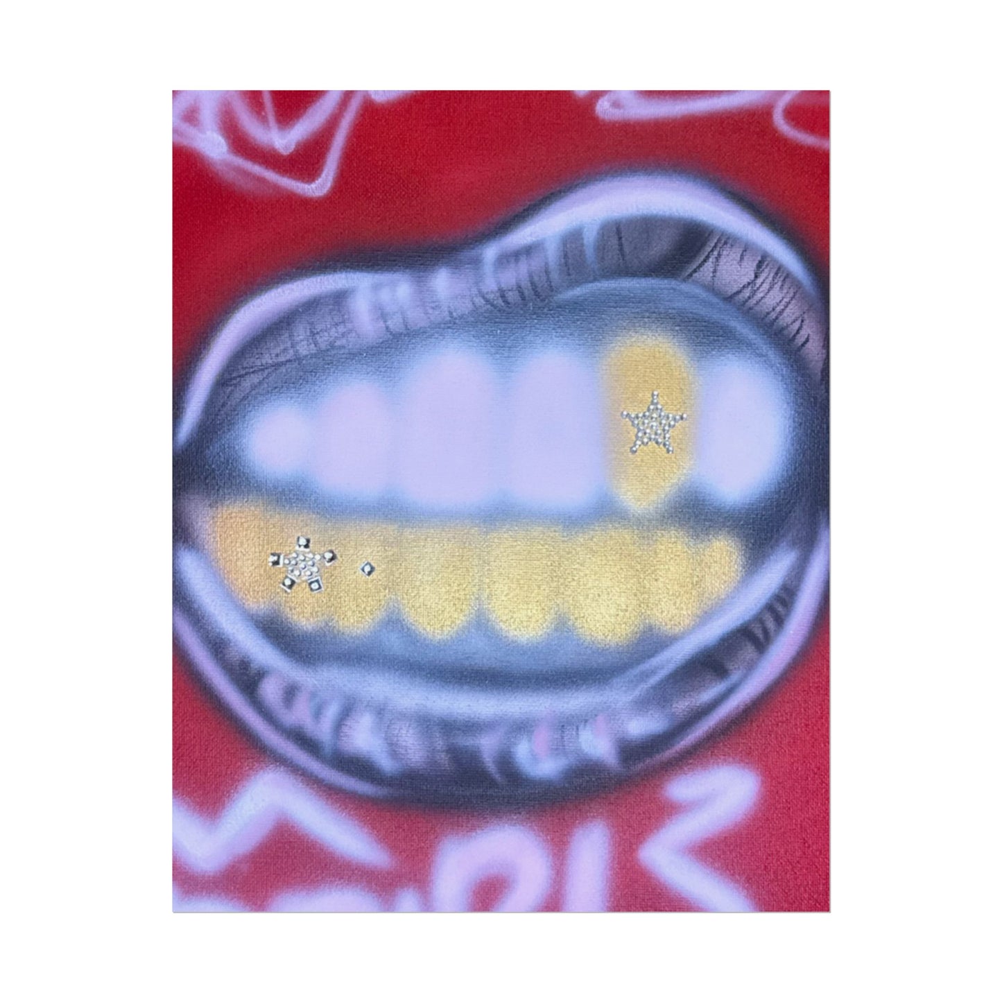 "bite me bling" airbrush rolled print