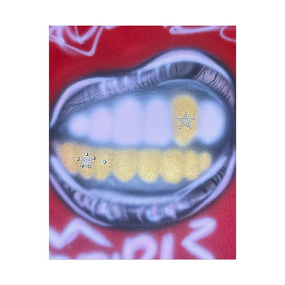 "bite me bling" airbrush rolled print