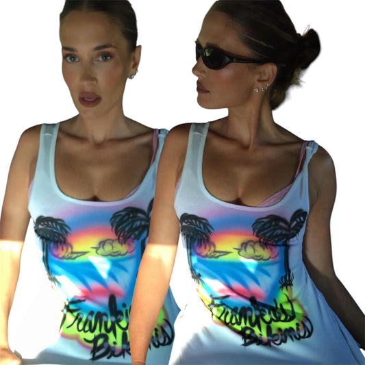 "beachy sunset" airbrush tank top