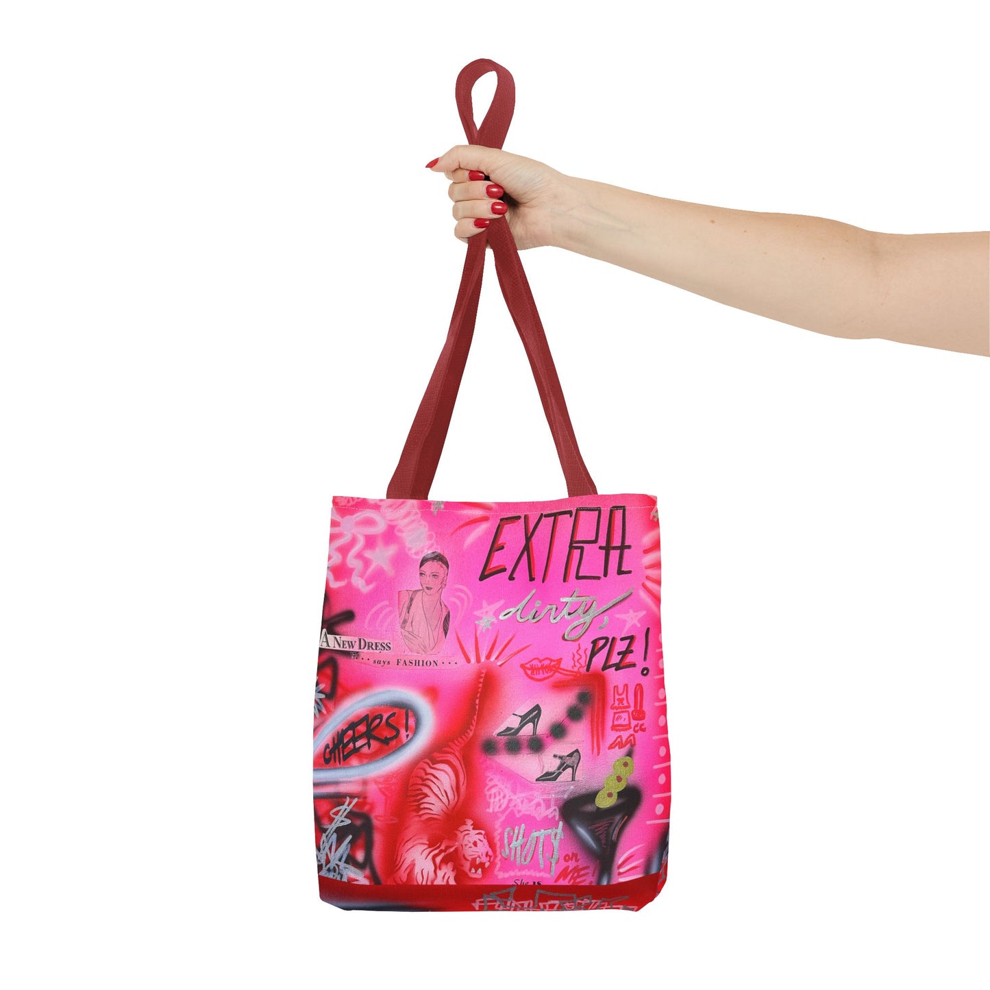 "extra dirty, plz" airbrush tote bag