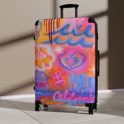 "mornings in malibu" airbrush suitcase