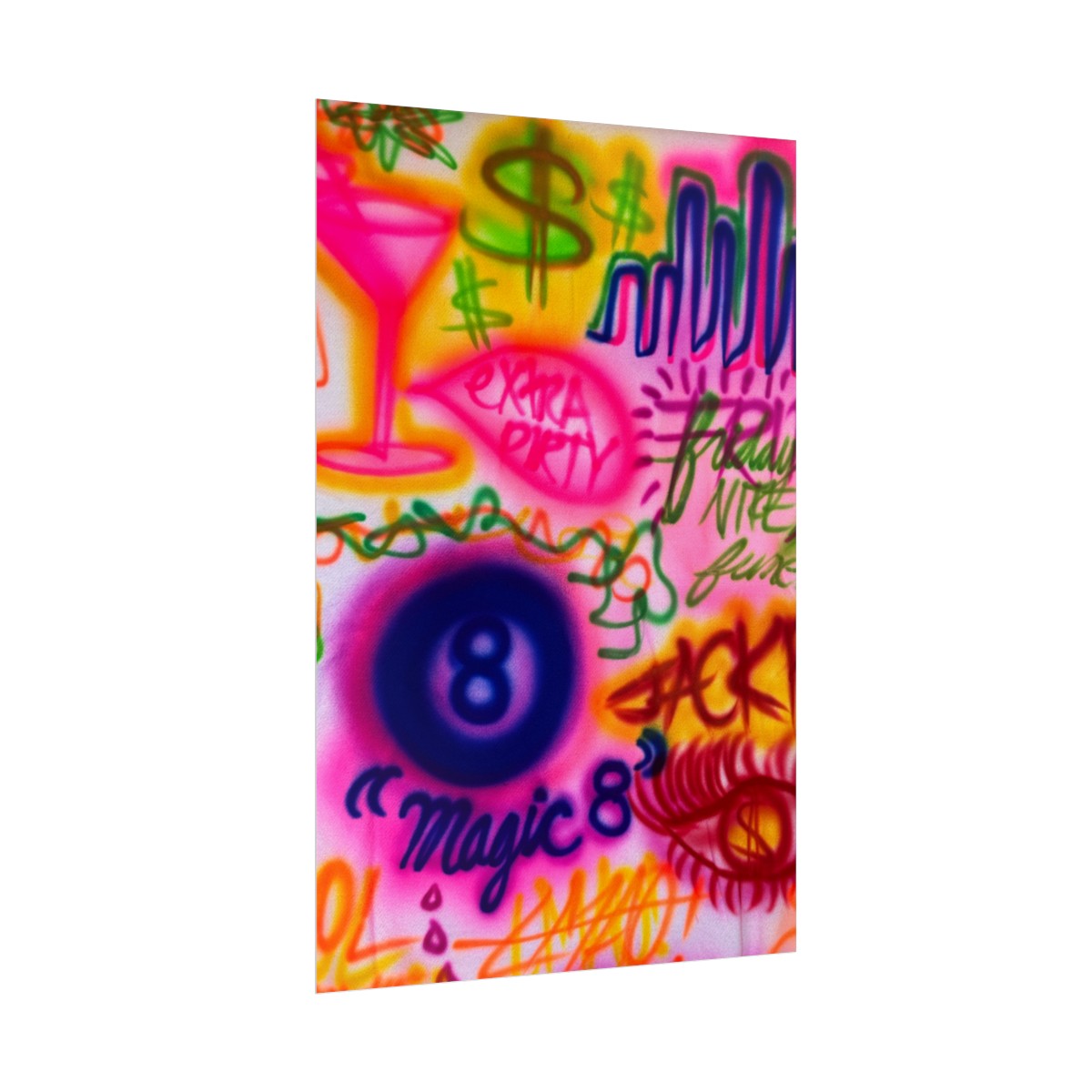 "colorful chaos" airbrush rolled print