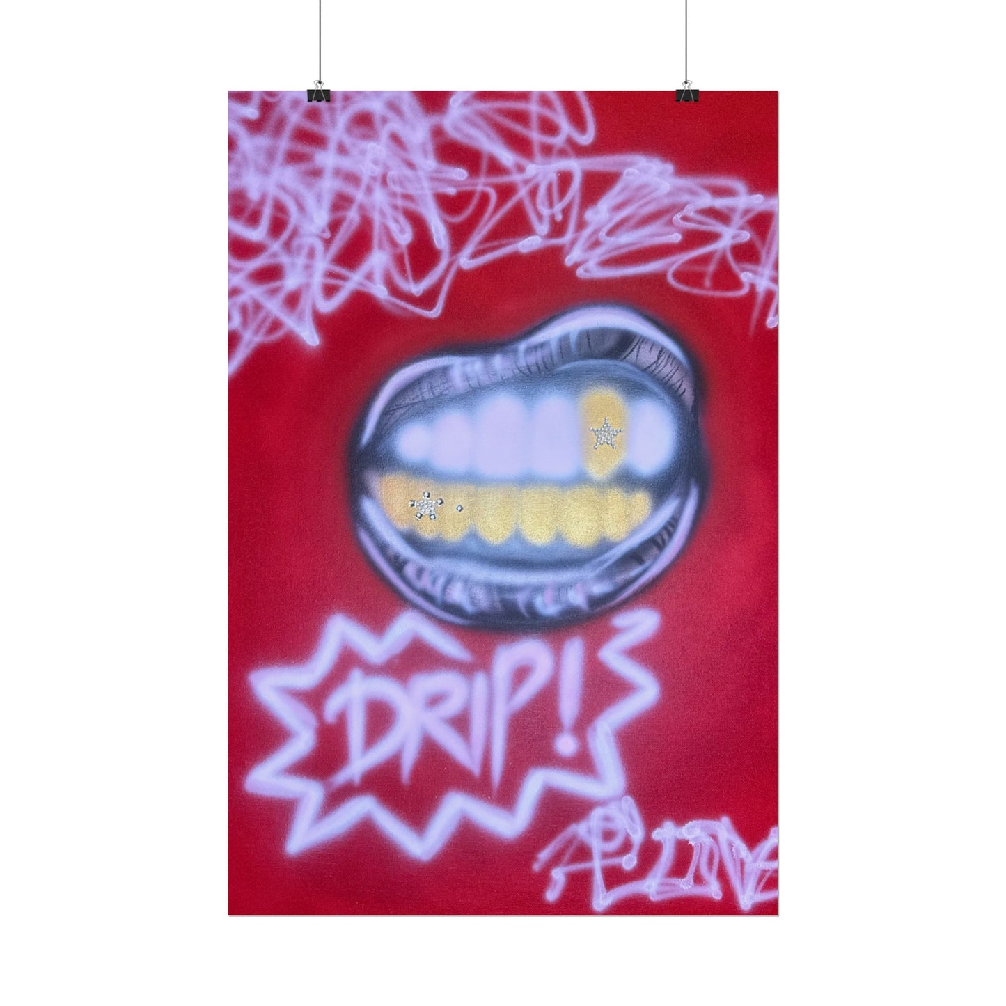 "tooth drip" airbrush rolled print