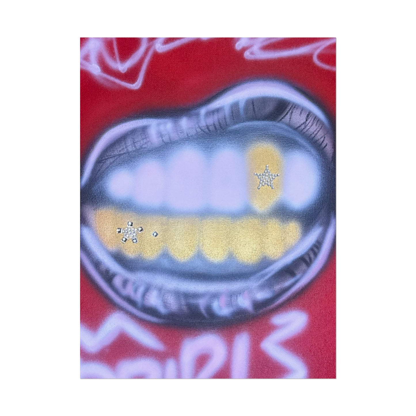 "bite me bling" airbrush rolled print