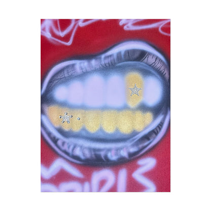 "bite me bling" airbrush rolled print