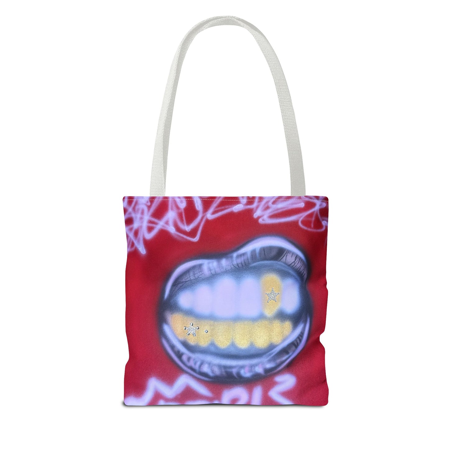 "tooth drip" airbrush tote bag