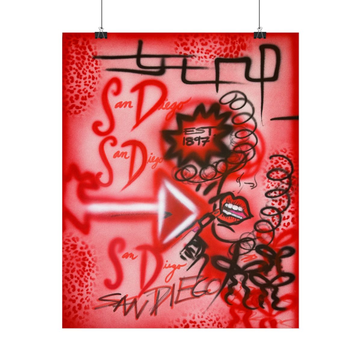 "san diego" airbrush rolled print