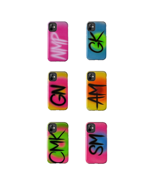 custom initials airbrush iPhone case