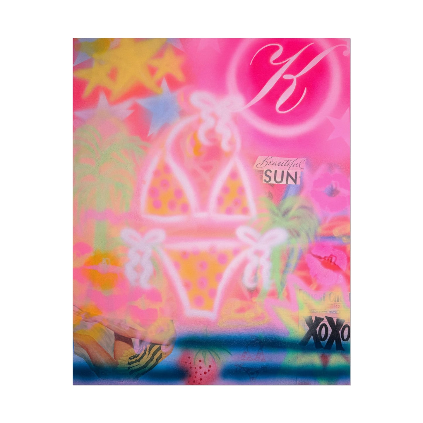 "santa monica strawberry" airbrush rolled print