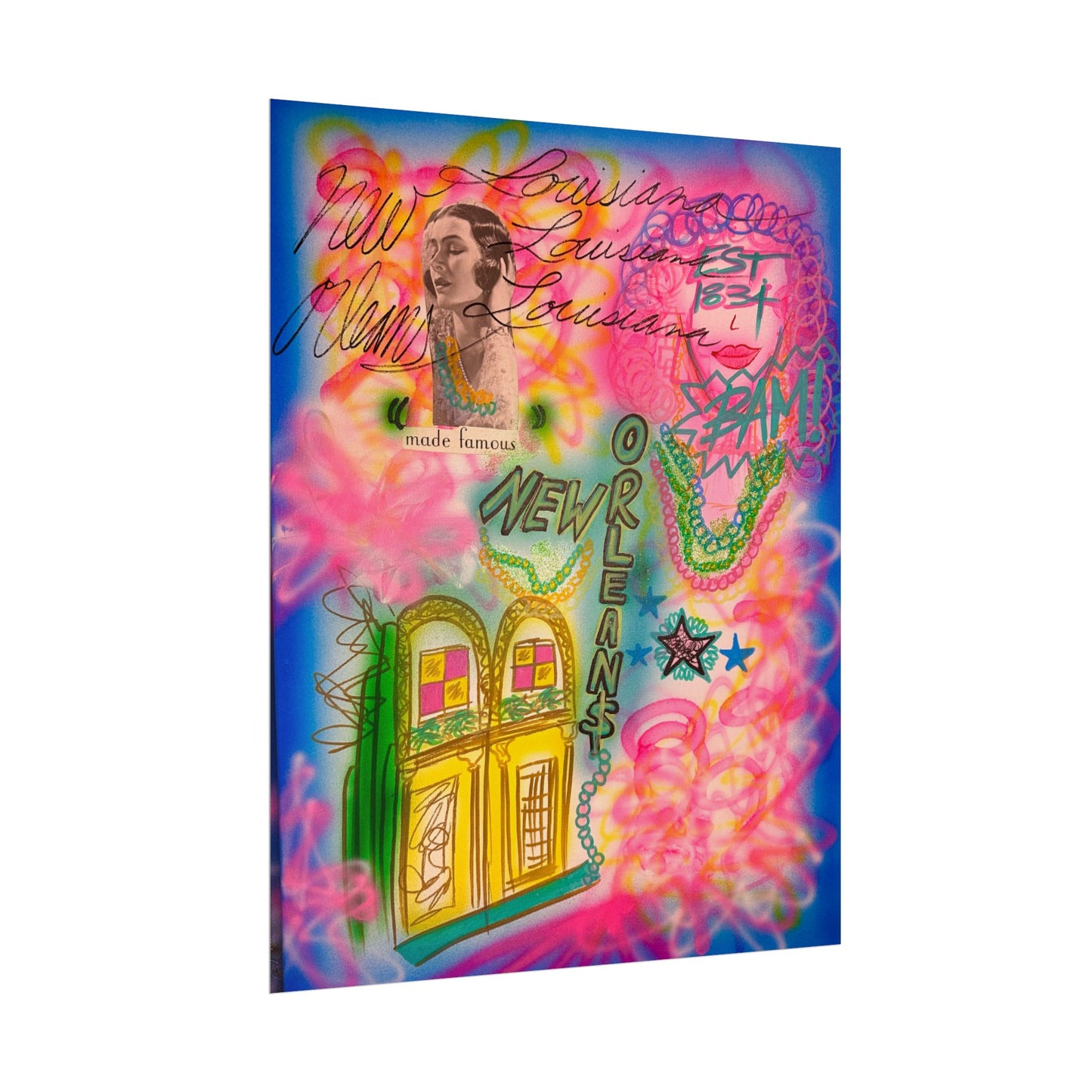 "new orleans, la" airbrush rolled print